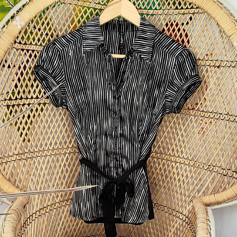 foxy jeans button down T